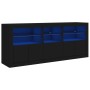 Aparador con luces LED negro 162x37x67 cm