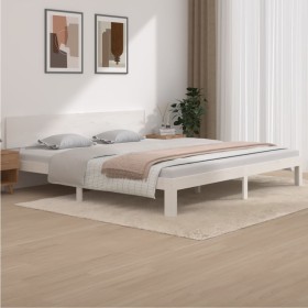 Massives Bettgestell aus weißem Kiefernholz, 200 x 200 cm von vidaXL, Betten und Lattenroste - Ref: Foro24-810516, Preis: 154...