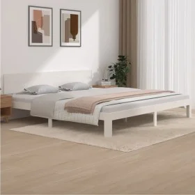 Solid white pine wood bed frame 200x200 cm by vidaXL, Beds and slatted bases - Ref: Foro24-810516, Price: 152,51 €, Discount: %