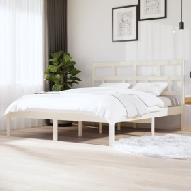Massiver Bettrahmen aus weißem Kiefernholz, 160 x 200 cm von vidaXL, Betten und Lattenroste - Ref: Foro24-3101229, Preis: 142...