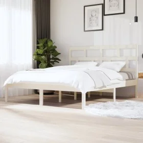 Solid white pine wood bed frame 160x200 cm by vidaXL, Beds and slatted bases - Ref: Foro24-3101229, Price: 138,12 €, Discount: %