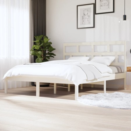 Massiver Bettrahmen aus weißem Kiefernholz, 160 x 200 cm von vidaXL, Betten und Lattenroste - Ref: Foro24-3101229, Preis: 142...