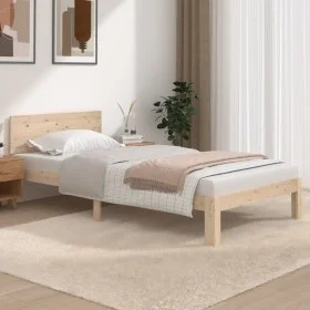 Solid pine wood bed frame 100x200 cm by vidaXL, Beds and slatted bases - Ref: Foro24-810485, Price: 87,02 €, Discount: %