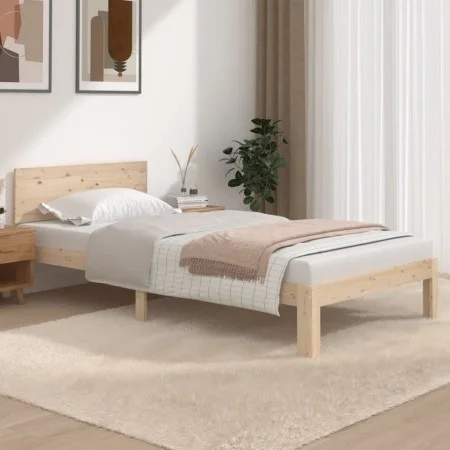 Solid pine wood bed frame 100x200 cm by vidaXL, Beds and slatted bases - Ref: Foro24-810485, Price: 87,02 €, Discount: %