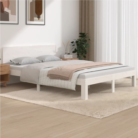Massiver Bettrahmen aus weißem Kiefernholz, 140 x 190 cm von vidaXL, Betten und Lattenroste - Ref: Foro24-810476, Preis: 127,...
