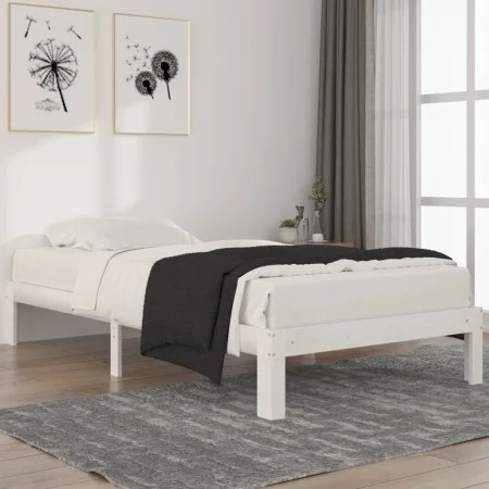 Solid white pine wood bed frame 100x200 cm by vidaXL, Beds and slatted bases - Ref: Foro24-810356, Price: 90,86 €, Discount: %