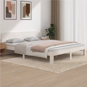 Estructura de cama de madera maciza de pino blanco 160x200 cm de vidaXL, Camas y somieres - Ref: Foro24-810506, Precio: 136,5...