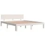Estructura de cama de madera maciza de pino blanco 160x200 cm de vidaXL, Camas y somieres - Ref: Foro24-810506, Precio: 134,8...