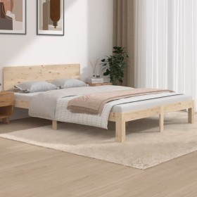 Solid pine wood bed frame 140x190 cm by vidaXL, Beds and slatted bases - Ref: Foro24-810475, Price: 119,14 €, Discount: %