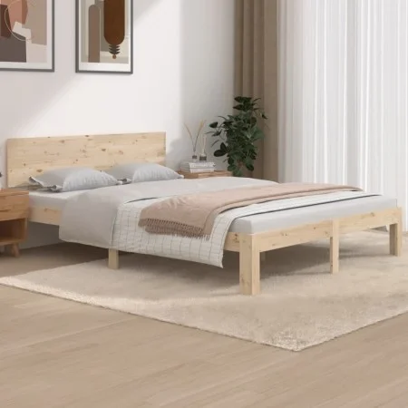 Solid pine wood bed frame 140x190 cm by vidaXL, Beds and slatted bases - Ref: Foro24-810475, Price: 117,27 €, Discount: %