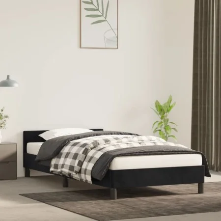 Bed frame with black velvet headboard 80x200 cm by vidaXL, Beds and slatted bases - Ref: Foro24-347539, Price: 85,17 €, Disco...