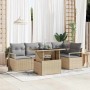 Conjunto de sofá de jardín con cojín 6 pcs beige y gris claro