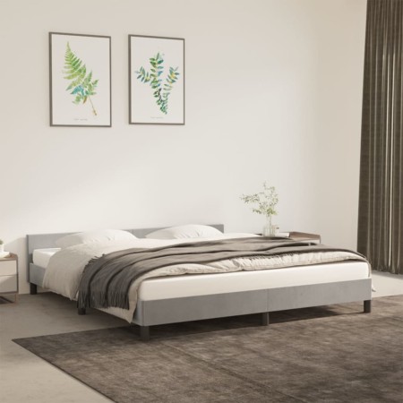 Light gray velvet bed frame with headboard 180x200cm by vidaXL, Beds and slatted bases - Ref: Foro24-347585, Price: 134,55 €,...