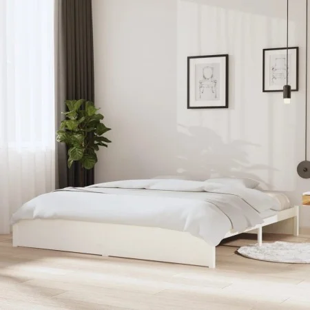 Estructura de cama madera maciza blanco 200x200 cm de vidaXL, Camas y somieres - Ref: Foro24-814970, Precio: 146,99 €, Descue...