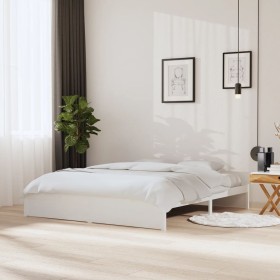 White solid wood bed frame Supe King 180x200 cm by vidaXL, Beds and slatted bases - Ref: Foro24-814965, Price: 150,37 €, Disc...