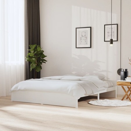 White solid wood bed frame Supe King 180x200 cm by vidaXL, Beds and slatted bases - Ref: Foro24-814965, Price: 150,37 €, Disc...