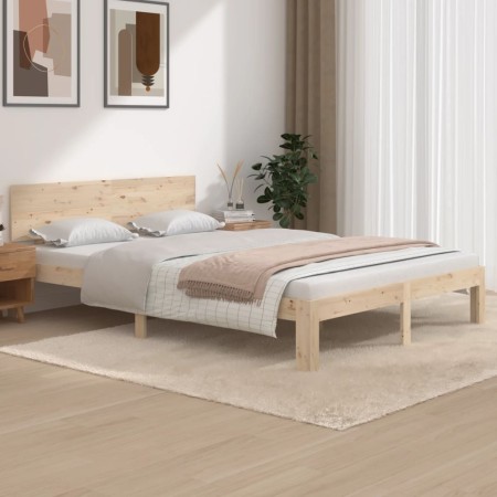 Solid pine wood bed frame 140x200 cm by vidaXL, Beds and slatted bases - Ref: Foro24-810495, Price: 109,63 €, Discount: %
