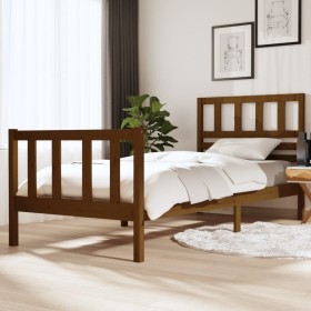 Estructura de cama madera maciza marrón miel 90x20