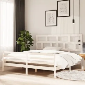 Estructura de cama madera maciza de pino blanca 200x200 cm de vidaXL, Camas y somieres - Ref: Foro24-3101304, Precio: 167,00 ...