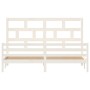Estructura de cama madera maciza de pino blanca 200x200 cm