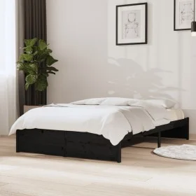 Black solid wood bed frame 120x190 cm by vidaXL, Beds and slatted bases - Ref: Foro24-814923, Price: 123,81 €, Discount: %
