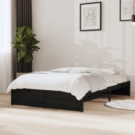 Schwarzer Massivholzbettrahmen 120x190 cm von vidaXL, Betten und Lattenroste - Ref: Foro24-814923, Preis: 135,57 €, Rabatt: %