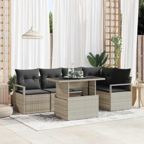 Conjunto de sofá de jardín 6 pcs Gris claro 100 x 55 x 73 cm