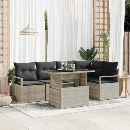 Conjunto de sofá de jardín 6 pcs Gris claro 100 x 55 x 73 cm
