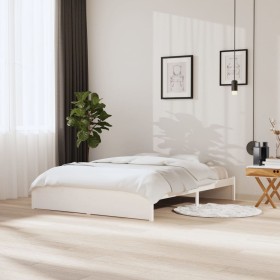 White solid wood bed frame 160x200 cm by vidaXL, Beds and slatted bases - Ref: Foro24-814960, Price: 134,25 €, Discount: %