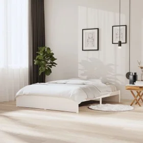White solid wood bed frame 160x200 cm by vidaXL, Beds and slatted bases - Ref: Foro24-814960, Price: 132,30 €, Discount: %