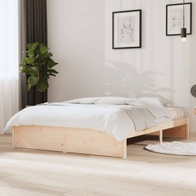 Solid wood bed frame 140x190 cm by vidaXL, Beds and slatted bases - Ref: Foro24-814929, Price: 116,85 €, Discount: %