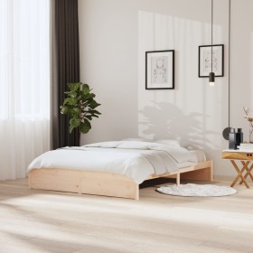 Solid wood bed frame 160x200 cm by vidaXL, Beds and slatted bases - Ref: Foro24-814959, Price: 132,75 €, Discount: %