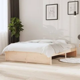 Solid wood bed frame 140x200 cm by vidaXL, Beds and slatted bases - Ref: Foro24-814949, Price: 116,39 €, Discount: %