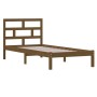 Honey brown solid pine wood bed frame 100x200 cm by vidaXL, Beds and slatted bases - Ref: Foro24-3101211, Price: 112,25 €, Di...