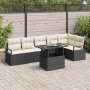Conjunto de sofá de jardín con cojín 7 pcs Negro Poliratán