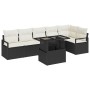 Conjunto de sofá de jardín con cojín 7 pcs Negro Poliratán