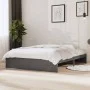 Gray solid wood bed frame 140x200 cm by vidaXL, Beds and slatted bases - Ref: Foro24-814951, Price: 121,50 €, Discount: %