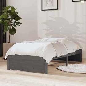 Estructura de cama individual madera maciza gris 75x190 cm de vidaXL, Camas y somieres - Ref: Foro24-814911, Precio: 71,09 €,...
