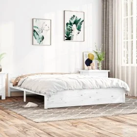 Estructura de cama madera maciza blanco Super King 180x200 cm de vidaXL, Camas y somieres - Ref: Foro24-815060, Precio: 158,1...