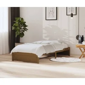 Honey brown solid wood bed frame 90x200 cm by vidaXL, Beds and slatted bases - Ref: Foro24-814937, Price: 84,97 €, Discount: %
