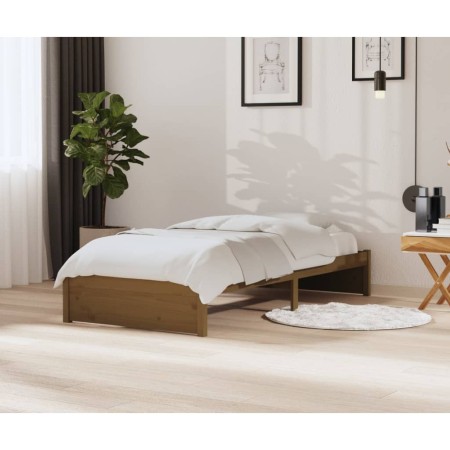 Estructura de cama madera maciza marrón miel 90x200 cm de vidaXL, Camas y somieres - Ref: Foro24-814937, Precio: 104,57 €