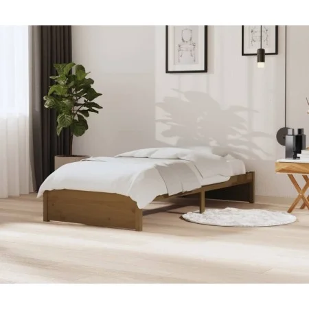 Estructura de cama madera maciza marrón miel 90x200 cm de vidaXL, Camas y somieres - Ref: Foro24-814937, Precio: 76,48 €, Des...