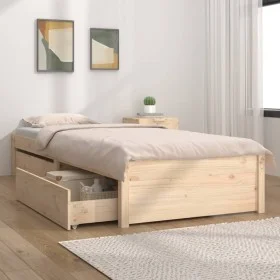 Bed frame with drawers 90x190 cm by vidaXL, Beds and slatted bases - Ref: Foro24-3103458, Price: 163,89 €, Discount: %