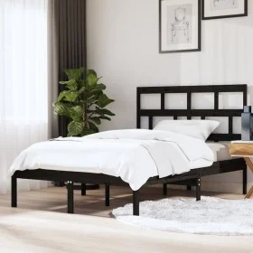 Black solid wood bed frame 150x200 cm by vidaXL, Beds and slatted bases - Ref: Foro24-3101227, Price: 177,46 €, Discount: %