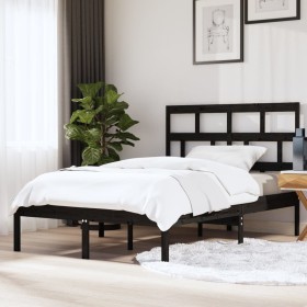 Schwarzer Massivholzbettrahmen 150x200 cm von vidaXL, Betten und Lattenroste - Ref: Foro24-3101227, Preis: 179,72 €, Rabatt: %