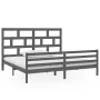 Estructura de cama de madera maciza de pino gris 200x200 cm de vidaXL, Camas y somieres - Ref: Foro24-3101305, Precio: 183,79...
