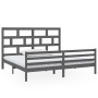 Solid gray pine wood bed frame 200x200 cm by vidaXL, Beds and slatted bases - Ref: Foro24-3101305, Price: 186,17 €, Discount: %