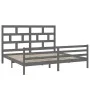 Estructura de cama de madera maciza de pino gris 200x200 cm de vidaXL, Camas y somieres - Ref: Foro24-3101305, Precio: 183,79...