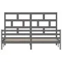 Estructura de cama de madera maciza de pino gris 200x200 cm de vidaXL, Camas y somieres - Ref: Foro24-3101305, Precio: 183,79...