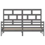 Solid gray pine wood bed frame 200x200 cm by vidaXL, Beds and slatted bases - Ref: Foro24-3101305, Price: 186,17 €, Discount: %